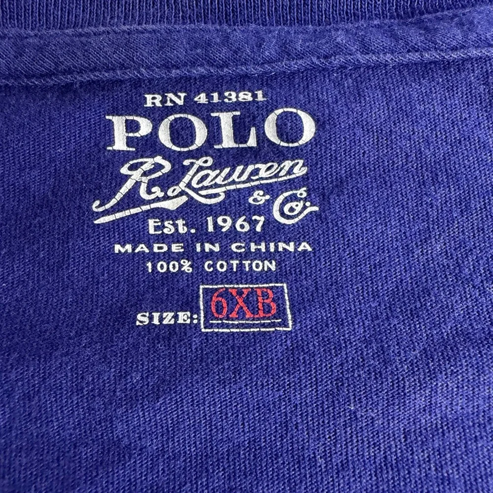 Polo Ralph Lauren Mens 6XB Purple Long Sleeve Pocket T-Shirt Red Pony Cotton